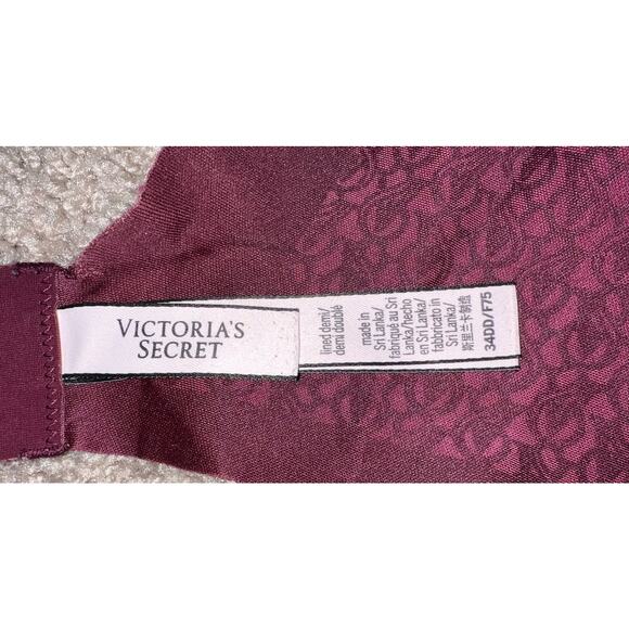 Victoria's Secret Burgundy Shimmer 34DD Body By Victoria Lightly Lined Demi Bra - Picture 3 of 3
